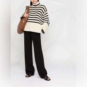 Toteme Black and Cream Striped Sweater